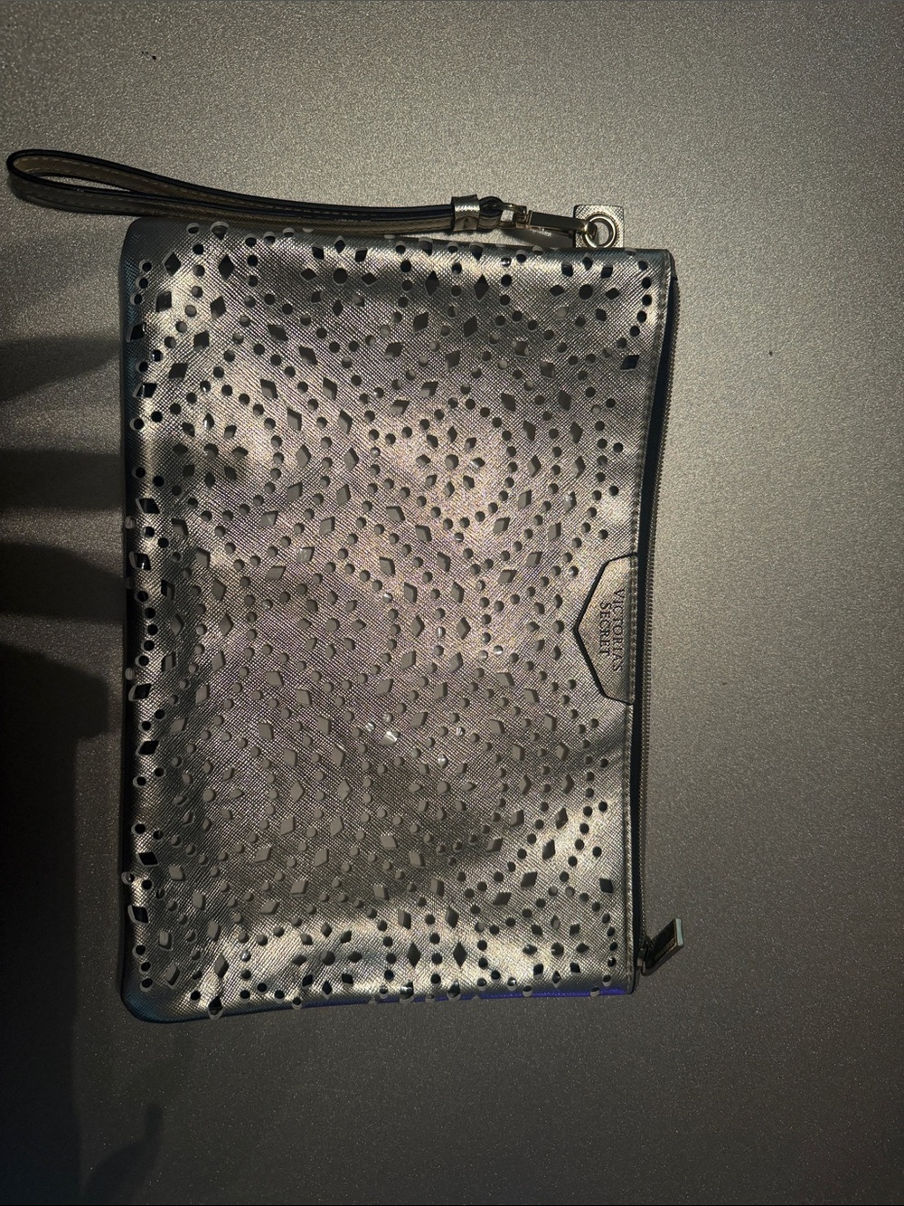 Victoria's Secret Black Laser-Cut Wristlet Clutch